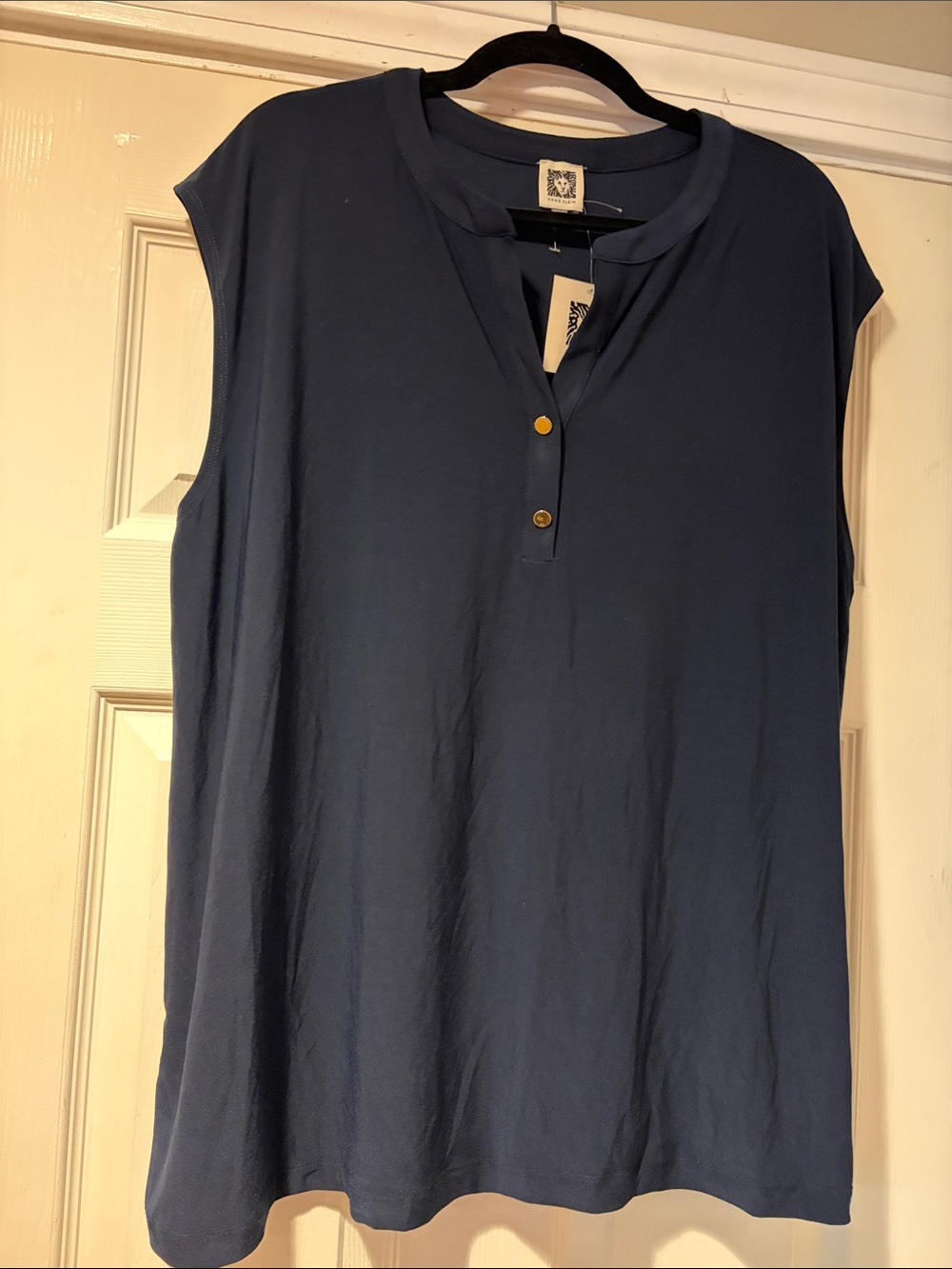 Anne Klein Sleeveless Henly Tank in Navy 2X